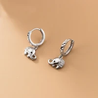 100 real 925 sterling silver lucky elephant drop earrings cute zircon little elephant earring fine jewelry for women girls