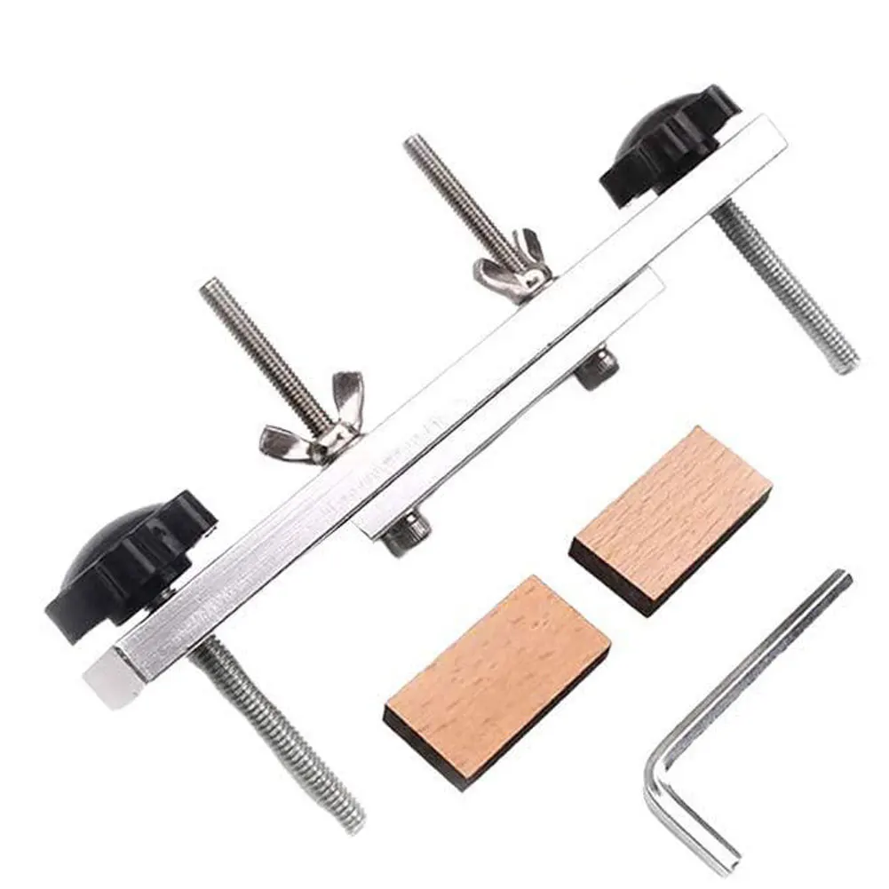 

Guitar Bridge Clamp Stainless Steel Guitar Luthier Repair Tool With L Wrench Wooden Easy Installation And Operation Repair Tool