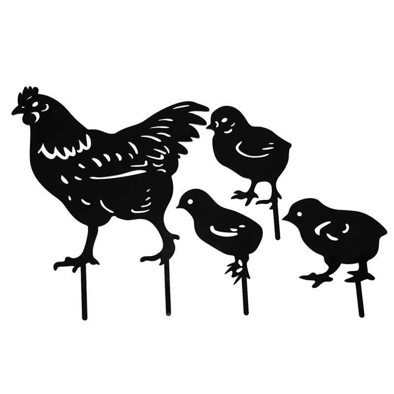 

AT69 -Chicken Yard Art Outdoor Garden Statues Backyard Lawn Stakes Metal Hen Yard Decor Gift Garden Acrylic Statues Decor