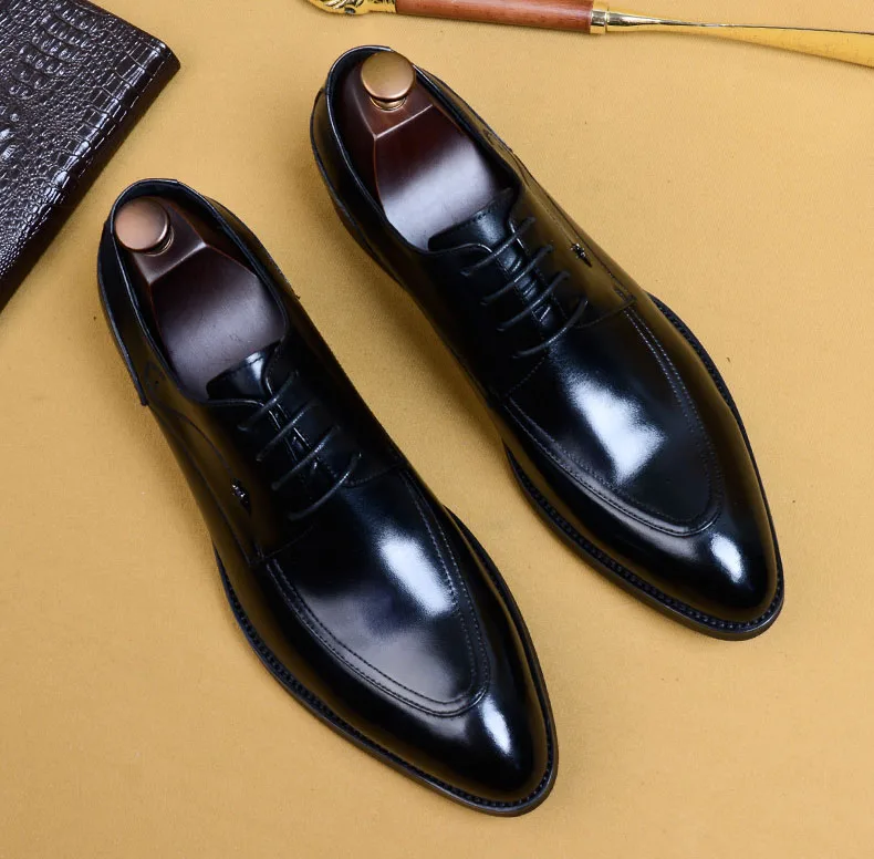 Туфли мужские классические из натуральной кожи официальная обувь свадьба модные
