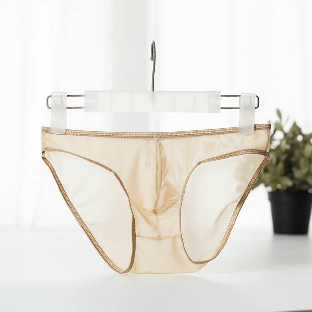

Men Sexy See-through Silk Briefs Mesh Sheer Pouch Stretchy Men's Underwear Briefs Seamless Panties Thongs Sexy Lingerie Porno