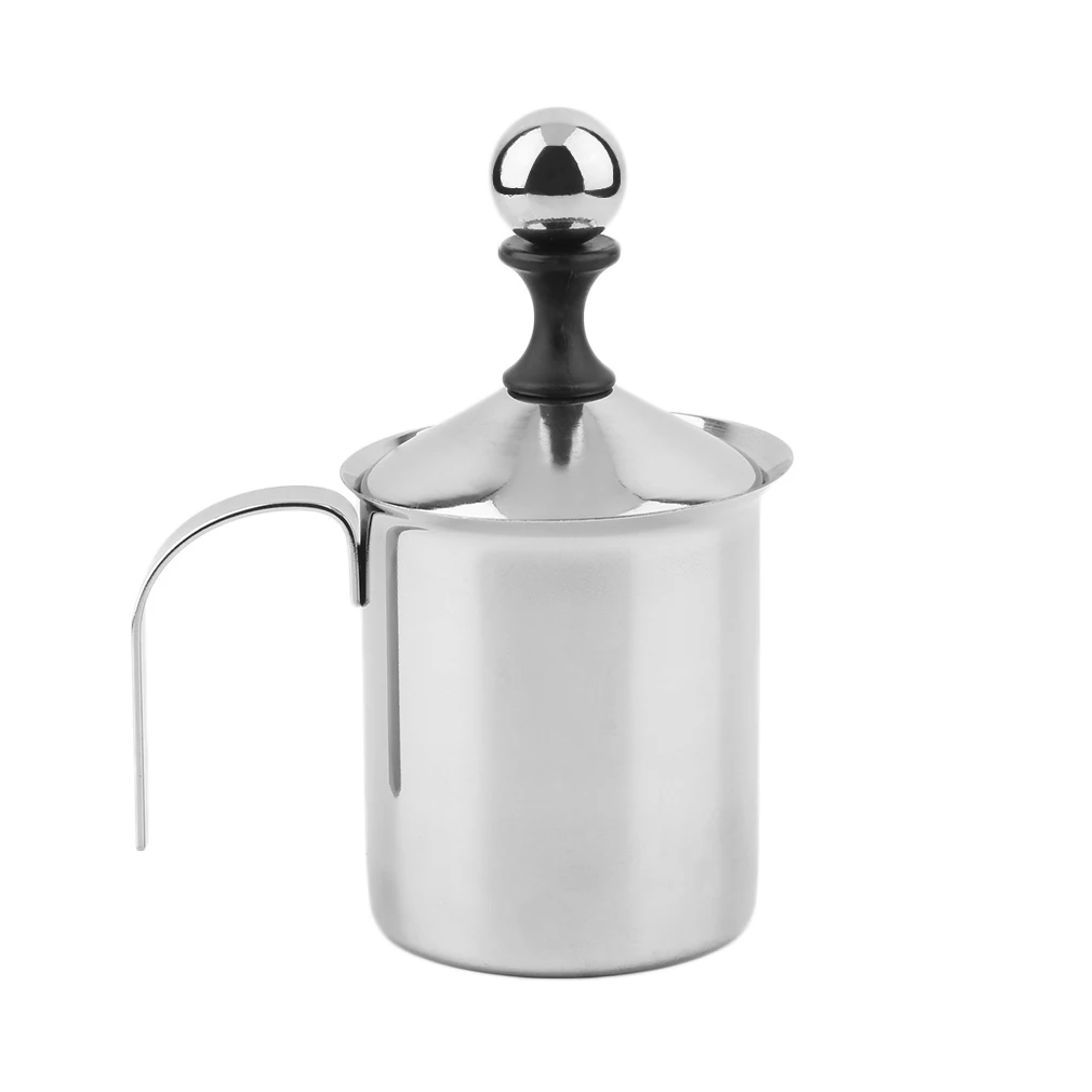 

New hot sale large capacity of 400cc Stainless Steel Double Mesh Foamer DIY Fancy Coffee Cream Milk Frother Drop shipping