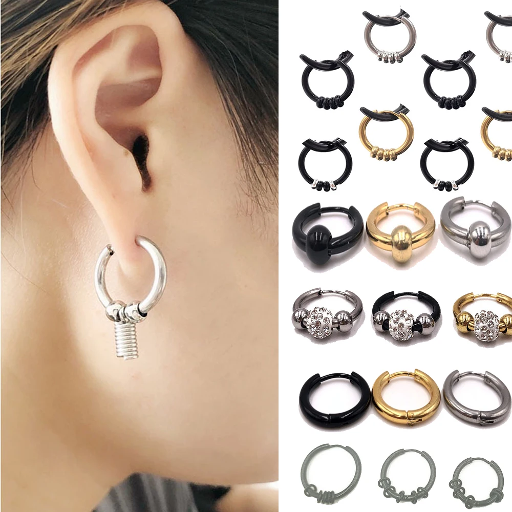 Серьги гвоздики круглые из нержавеющей стали 3 цвета размера|Серьги-гвоздики| |