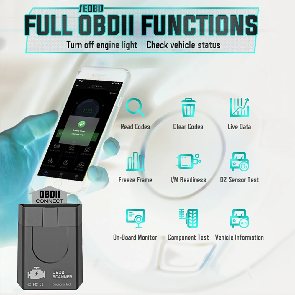 OBD2 Bluetooth Scanner Car Diagnostic Tool OBDII Reader Clear Fault Code Oxygen Sensor Test for Iphone IOS Android Mobile APP | Автомобили