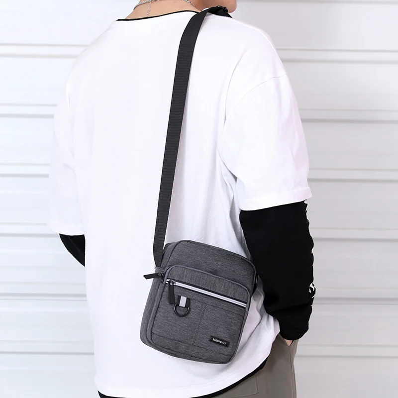 

Fabric Casual Shoulder Crossbody Bag Men Theft Proof Sling Canvas Bag Vintage Nylon Messenger Side Sac Homme Men Bags AE50ND