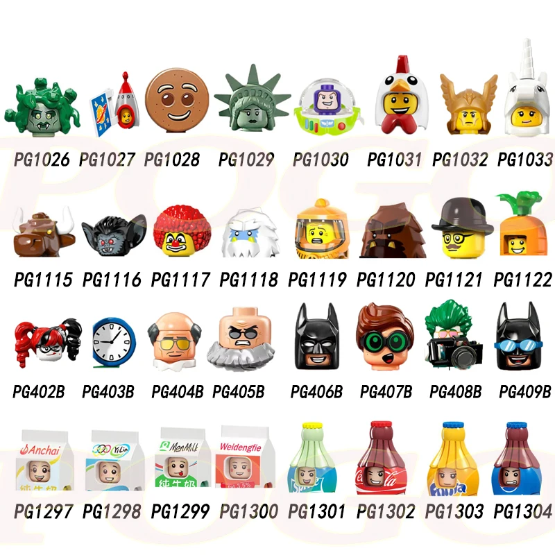 

Accessories Building Blocks Cartoon Characters Graduates Action Figures Head Toys For Children Gifts PG8061 PG8087 PG8106 PG8134