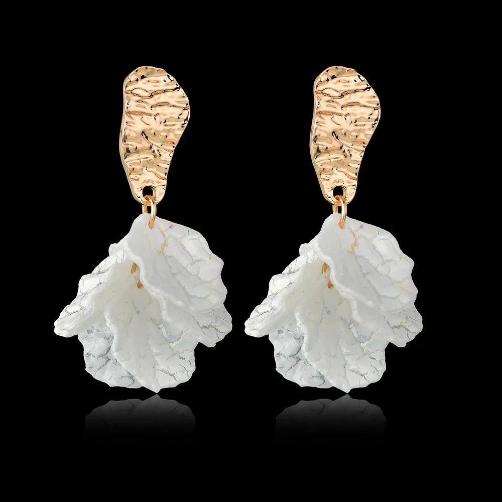 2019 новые модные корейские висячие серьги с белыми ракушками и лепестками цветов