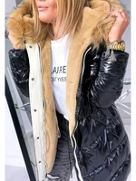 winter jacket women oversized female outerwear cotton padded warm parkas zip up windbreaker quilted jackets faux fur hooded coat
