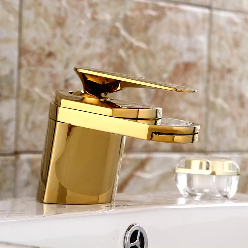 Ванная комната золото Смесители типа водопад на бортике смеситель кран Матовый