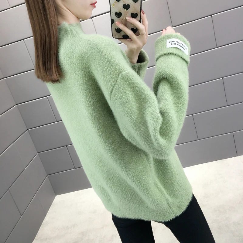Зимний свитер с высоким воротником для женщин 2019 плотный теплый вязаный пуловер
