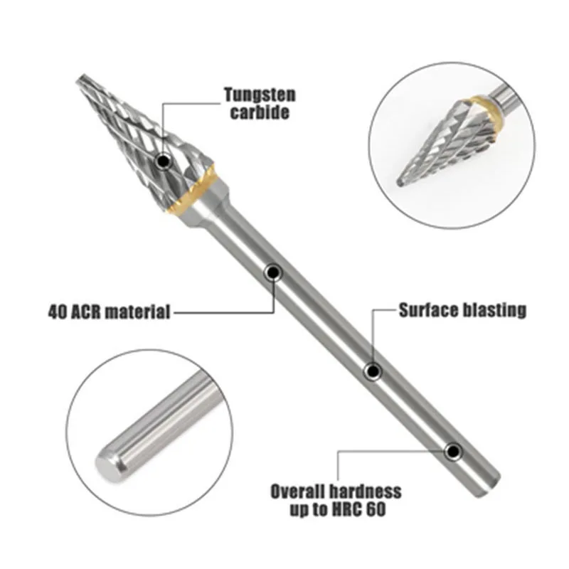 Фреза из карбида вольфрама с хвостовиком 3 мм вращающийся инструмент заусенцами