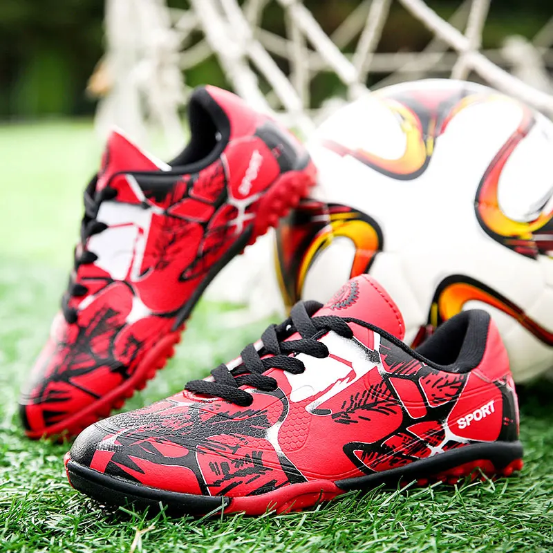 Red MWY Turf Футбол обувь для мужчин TF хард корт кроссовки футбольные бутсы Крытый тренировочные туфли Chaussure De Foot обувь для футзала плюс размер - Цвет: Red