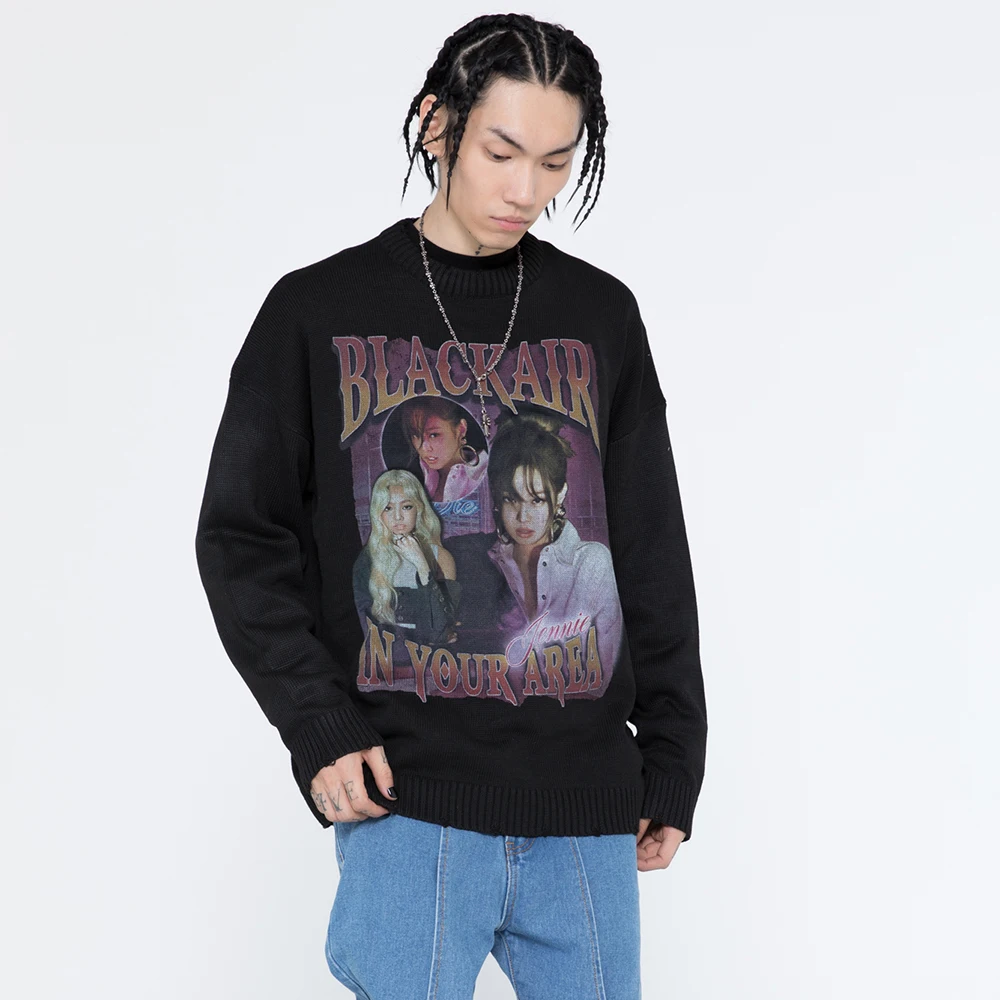 

Oversize Mens Sweaters Pullovers Streetwear Japanese Sexy Women Anime Knitted Loose Streetwear Hip Hop Casual Female Sweaters