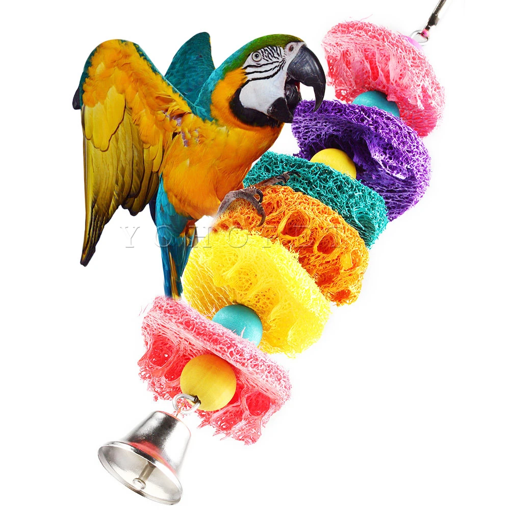 Люфы попугай стенд птицы игрушки для домашних птиц жевательные попугая птичья