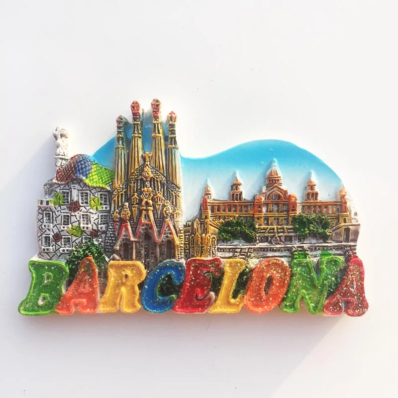 

QIQIPP Barcelona, Spain landmark building tourism commemorative decoration crafts magnetic refrigerator magnet