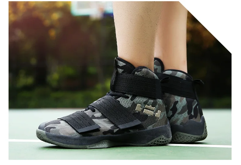 Баскетбольная обувь на липучке, высокие дышащие кроссовки, zapatillas hombre Deportiva, Мужская износостойкая Нескользящая Баскетбольная обувь