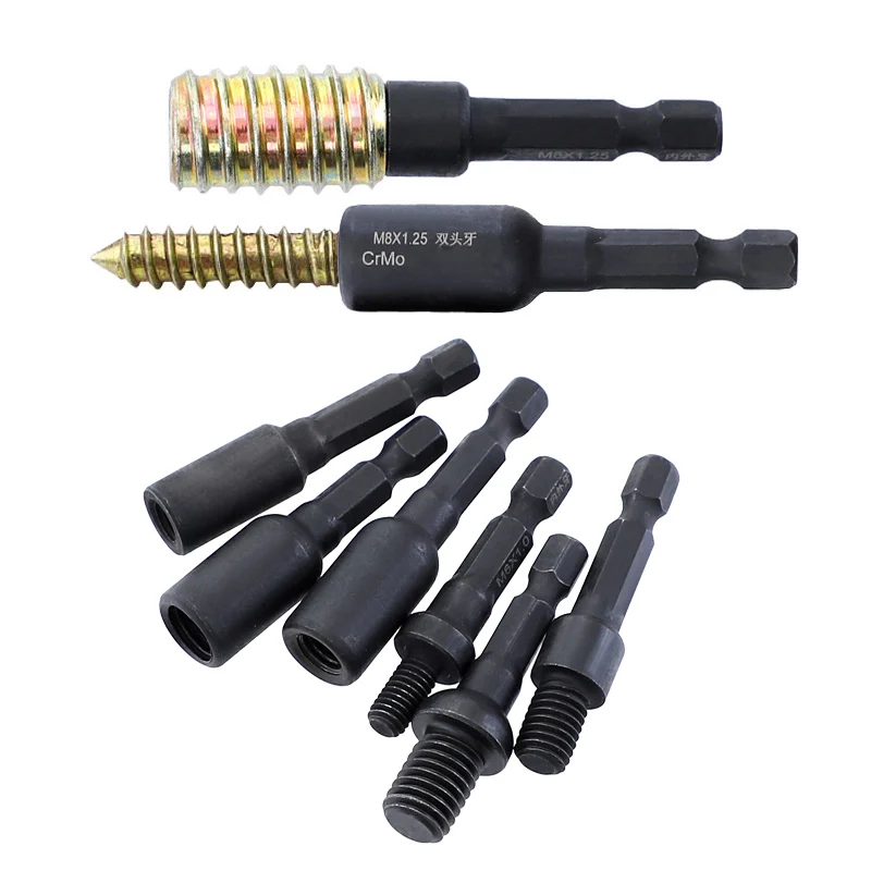 

6Pcs/set Cr-Mo Self-Tapping Socket Adapter Set for 6mm/8mm/10mm Insert Nuts or Hanger Bolt Power Drill Tools 1/4 Inch Hex Shank