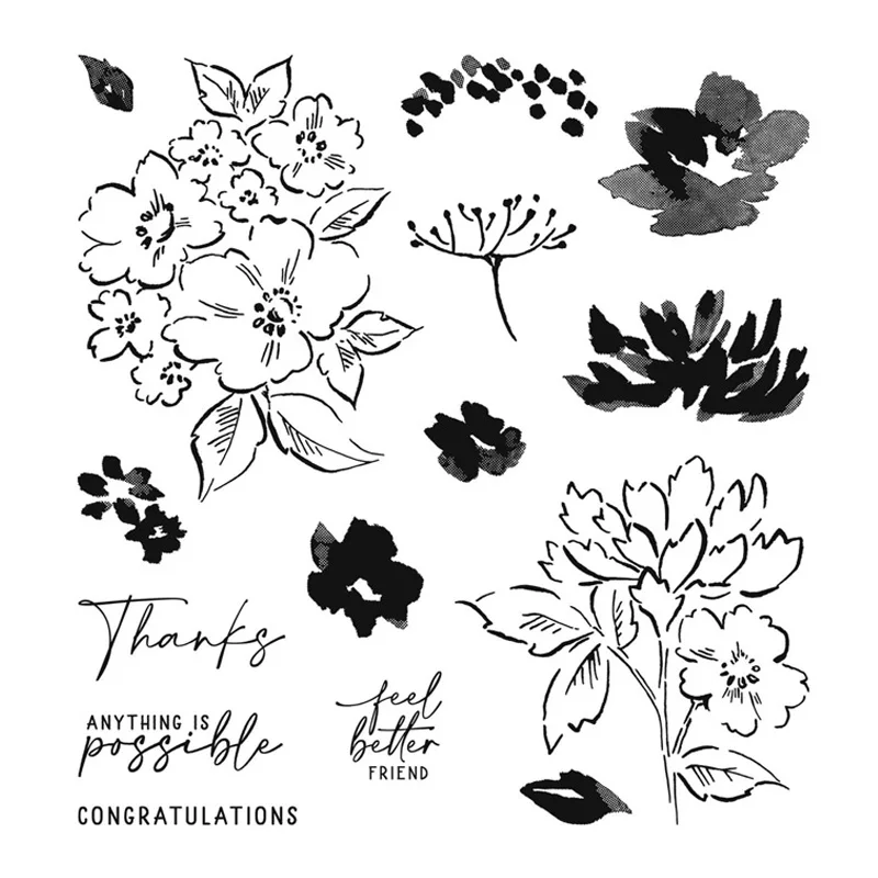 Набор штампов ручной работы с лепестками и координационными штампами прозрачные