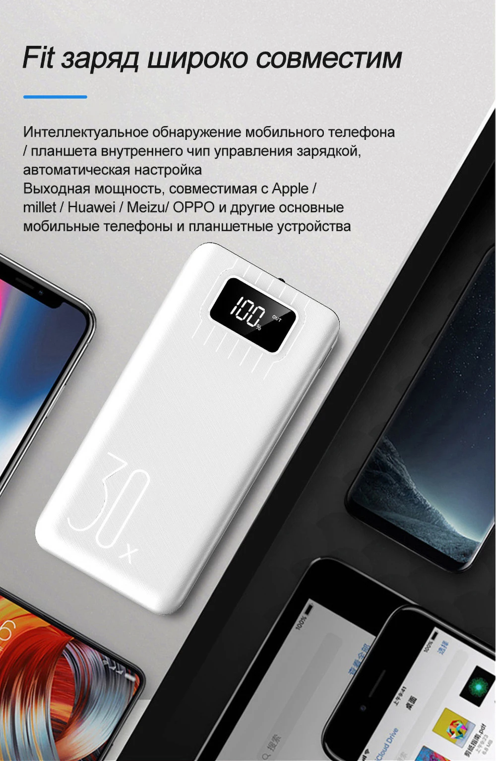 30000 мАч светодиодный внешний аккумулятор с дисплеем для iPhone, samsung, планшетов, внешний аккумулятор с двойным USB зарядным устройством, QC, быстрая зарядка, внешний аккумулятор