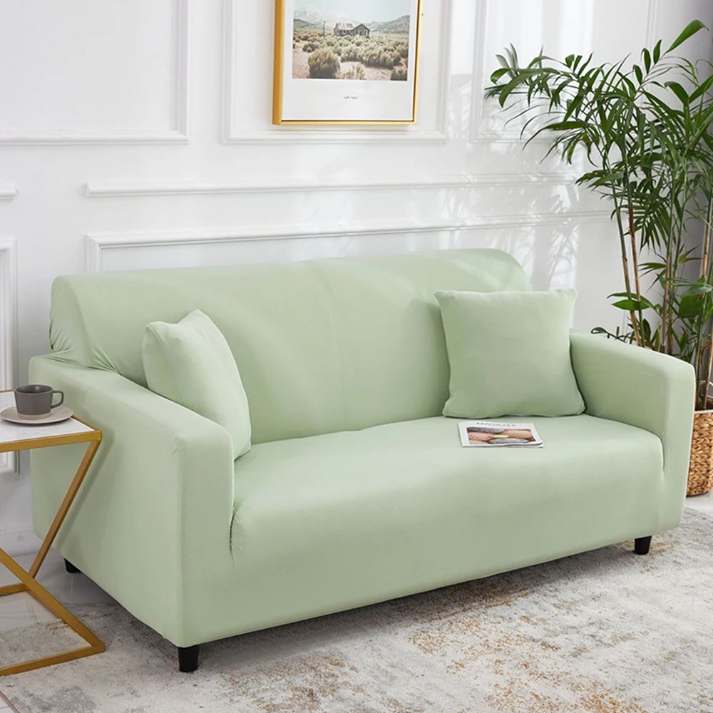 

Защитный чехол для дивана, эластичный однотонный чехол из спандекса светло-зеленого цвета для 1 или 3 или 4 места, для гостиной