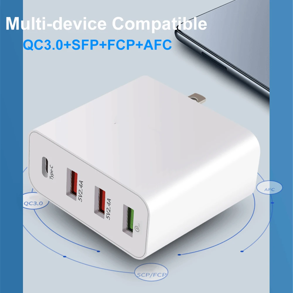 4 порта USB быстрое зарядное устройство s QC3.0 type C USB зарядное устройство для samsung для iPhone huawei быстрое зарядное устройство s настенное зарядное устройство US EU UK AU адаптер