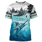 Мужская и Женская 3d футболка для рыбалки, уличная одежда с коротким рукавом и 3d принтом в стиле Харадзюку, модная уличная футболка с рисунком рыбы