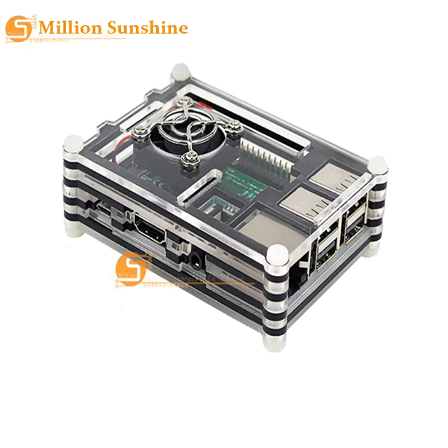 Чехол для корпуса Raspberry 9 слоев акриловый корпус с охлаждающим вентилятором Pi 3 Model