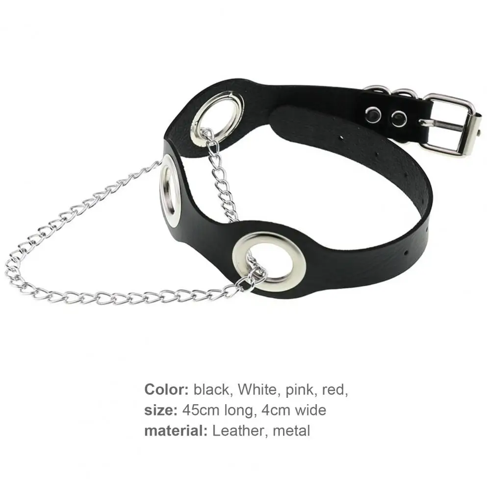 

Hot Sales!!Punk Hollow Faux Leather Metal Chain Goth Circle Necklace Choker Collar for Bar