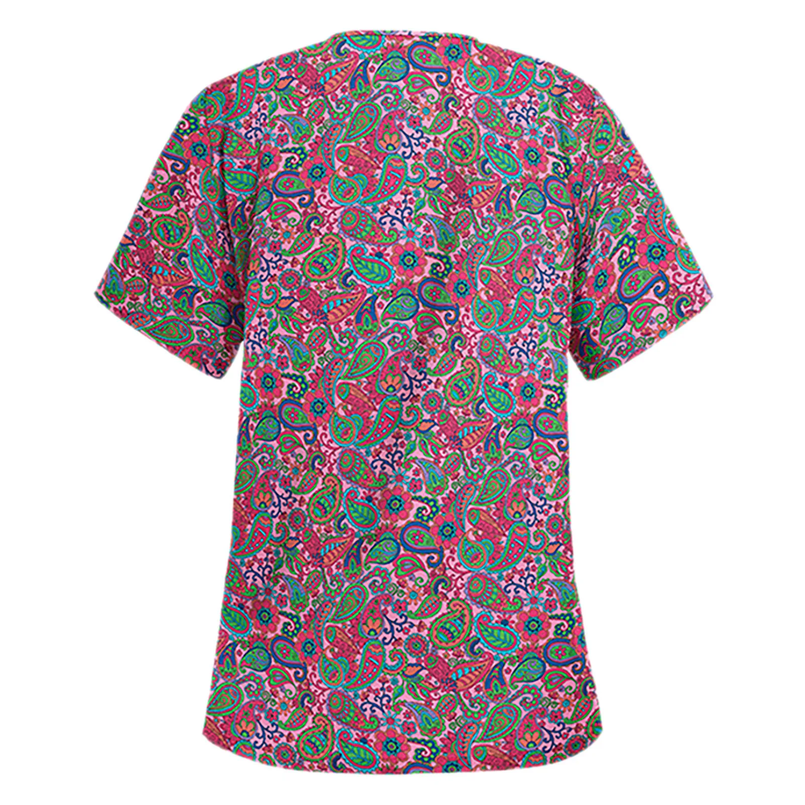 

Butterfly Print Work clothes Blouse Women Short Sleeve V-neck Loose Tops Work Uniform Blouse Feminina Shirt uniforme enfermera