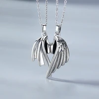 devil and angel wings paired pendants magnetic attraction couple necklace men women punk gothic neck chains best friend necklace