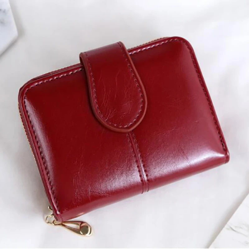 

Wallet Short Wallet PU Women's Purse Zipper&Button Purse Red Small Wallet Coin Pocket Cartera Hot Sale