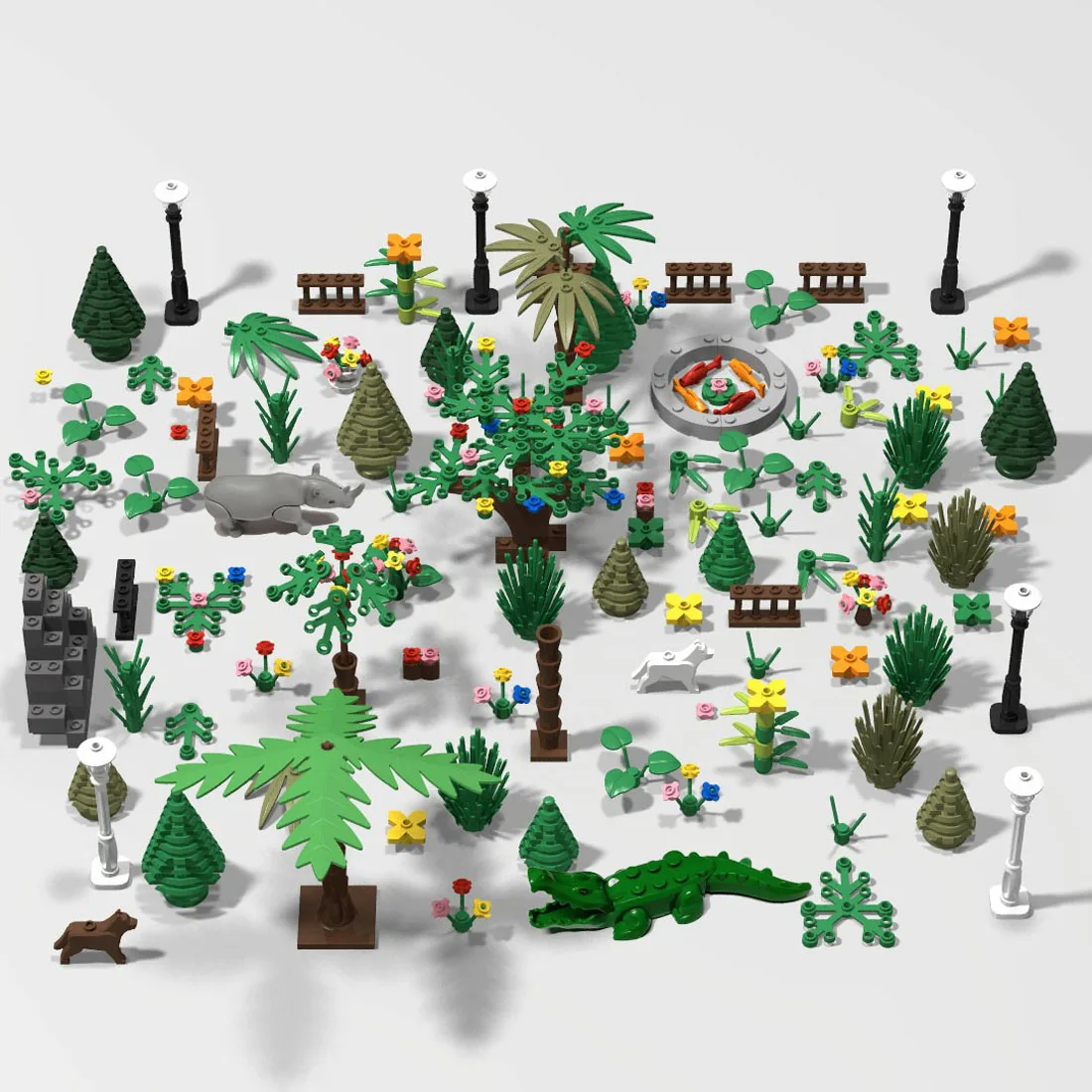 

282Pcs DIY Wildlife Park Scene Building Blocks Small Particle Building Kit Bricks Toy For Children Adult Gift