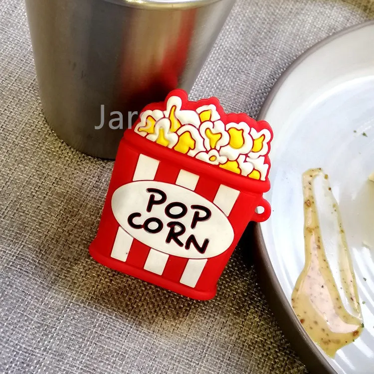 Popcorn Чехол s для Apple AirPods 2, мягкий мультяшный беспроводной чехол для наушников Air Pods, чехол для зарядки Airpods, силиконовый чехол - Цвет: Popcorn
