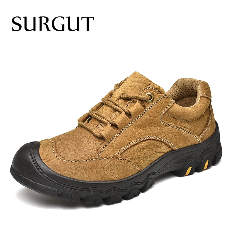 

SURGUT Men Shoes Genuine Leather Comfortable Men Casual Shoes Footwear Chaussures Breathable Flats Men Lazy Shoes Zapatos Hombre