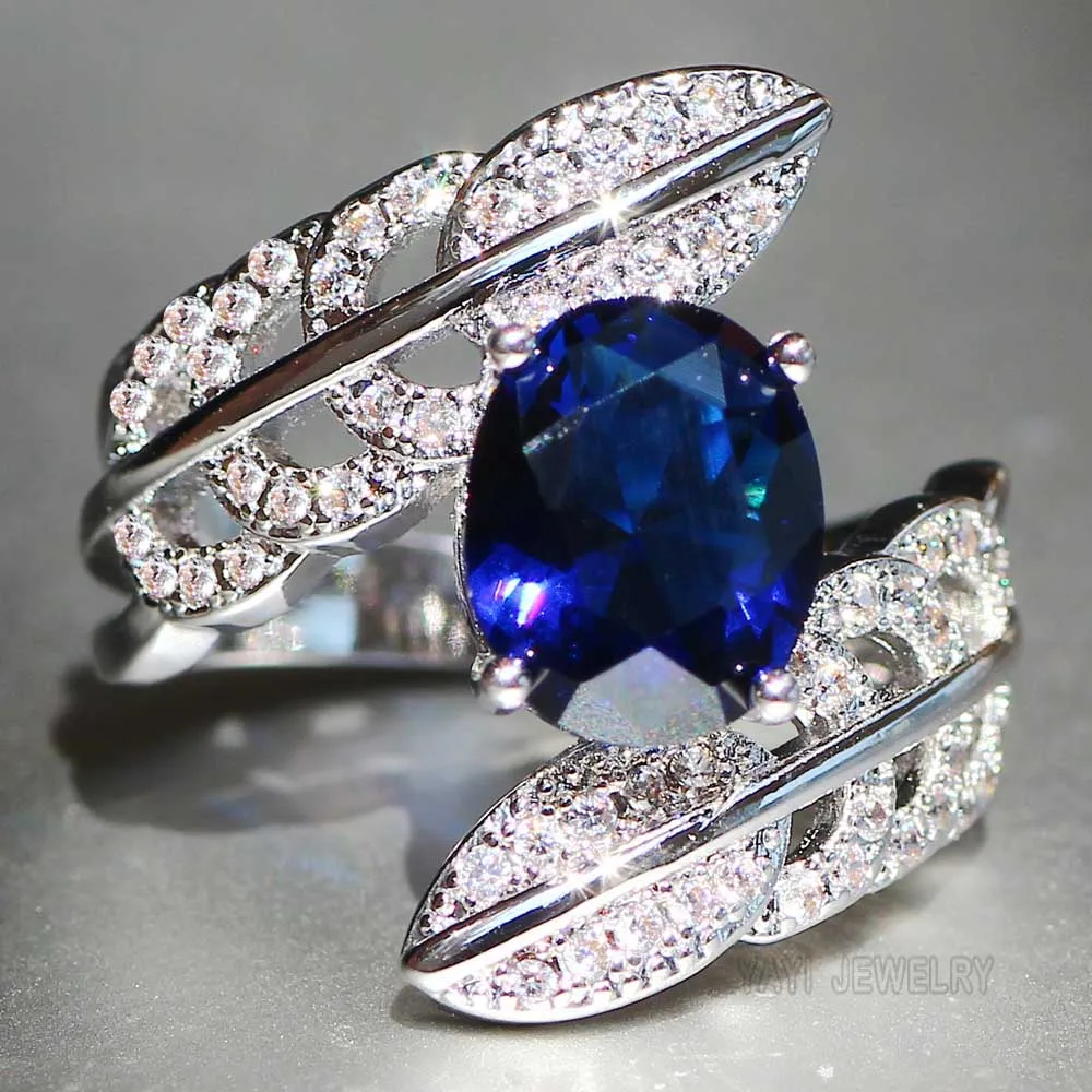 

Wholesale YaYI Jewelry Fashion Princess Cut 6 CT 8*8mm Blue Cubic Zirconia Silver Color Engagement Wedding Party Heart Rings