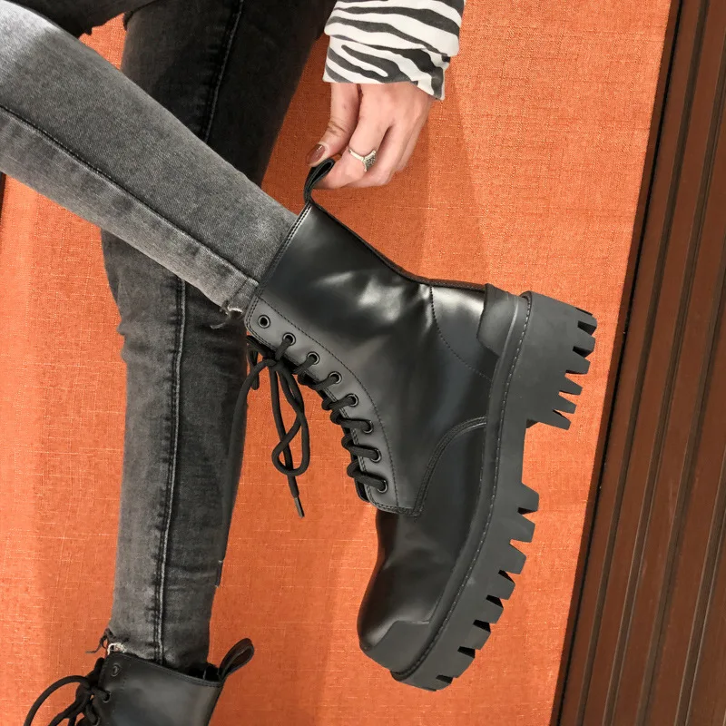 Ботинки Martin в британском стиле новинка Осень-зима с круглым носком на толстой