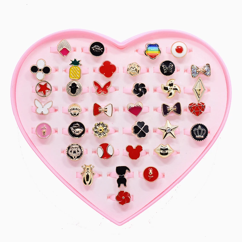 Новые милые детские кольца 12/20 шт. маленькие разноцветные из полимера для девочек