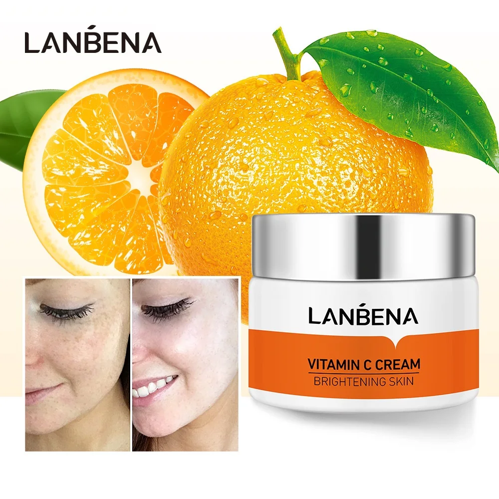 

LANBENA Vitamin C Whitening Face Cream Remove Dark Spots Melanin Fade Freckles Repair Brightening Moisturizing Facial Care 50g