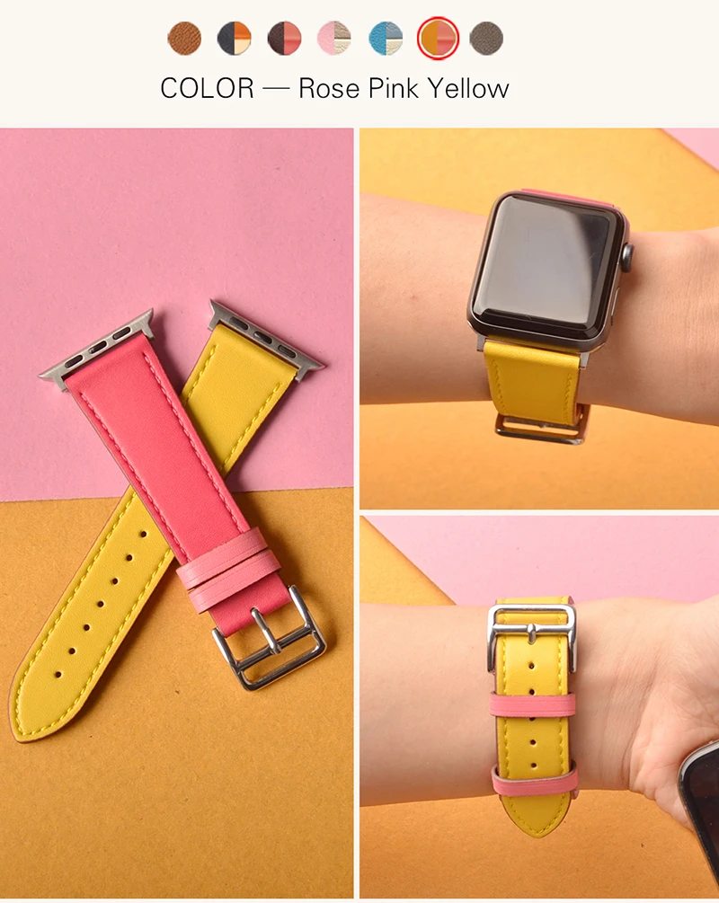 Kebitt кожаные мужские и женские одноканальные ремешки для Apple Watch серии 5 4 1 2 3 три цвета iwatch двойной ремешок 38 40 мм 42 44 мм