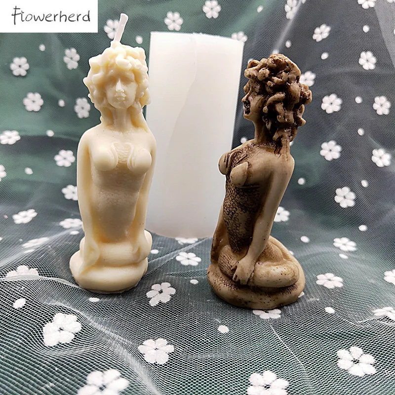 

Greek Mythology Figure Medusa Candle Silicone Mold Plaster Scented Mould Aromatherapy DIY Candle Molds for Candle Making