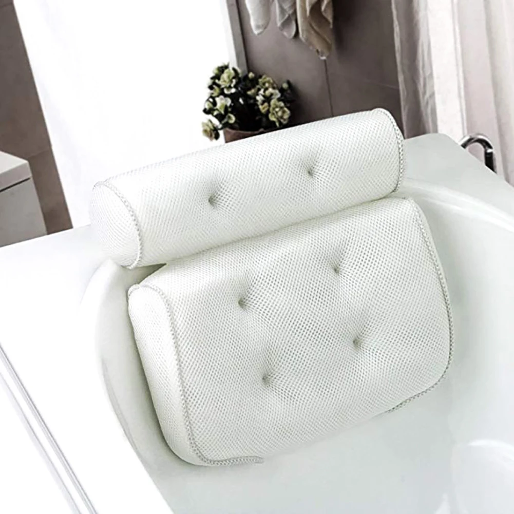 SPA Bath Pillow Bathtub Pillow with Suction Cups Neck Back Support Thickened Bath Pillow for Home Spa Tub Bathroom Accessories enlarge