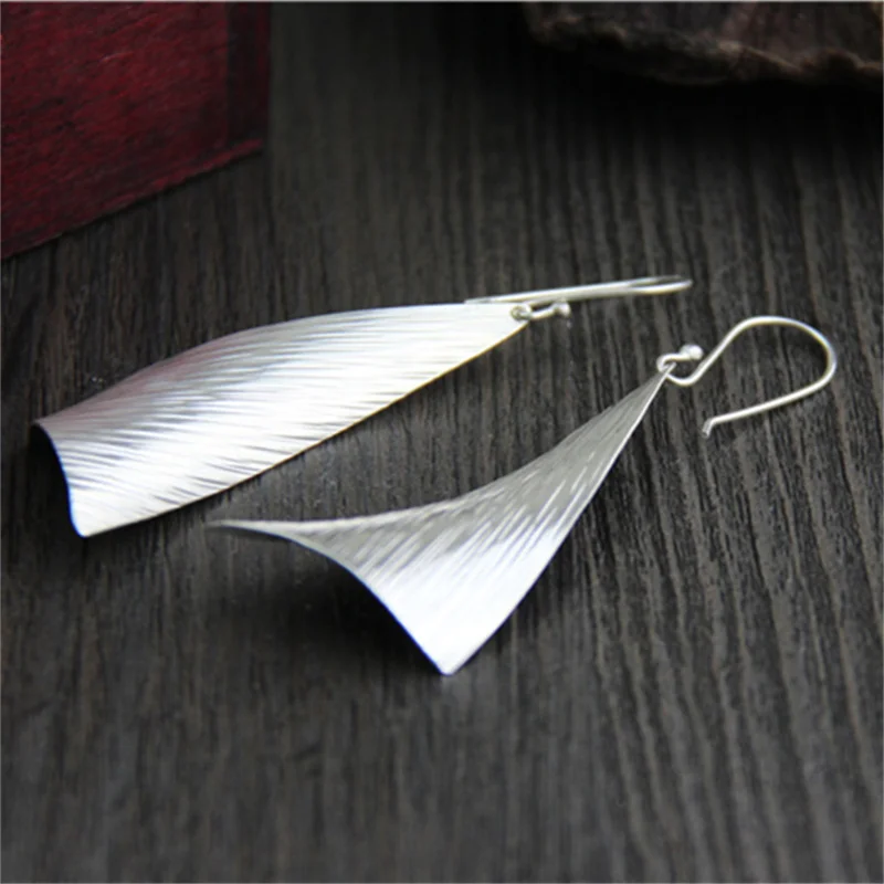 Женские серьги-треугольники ручной работы из чистого серебра 925 пробы с