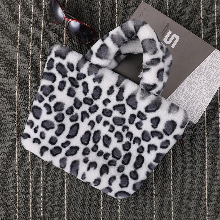 FW Женская плюшевая сумка из мягкого искусственного меха узор зебры леопарда