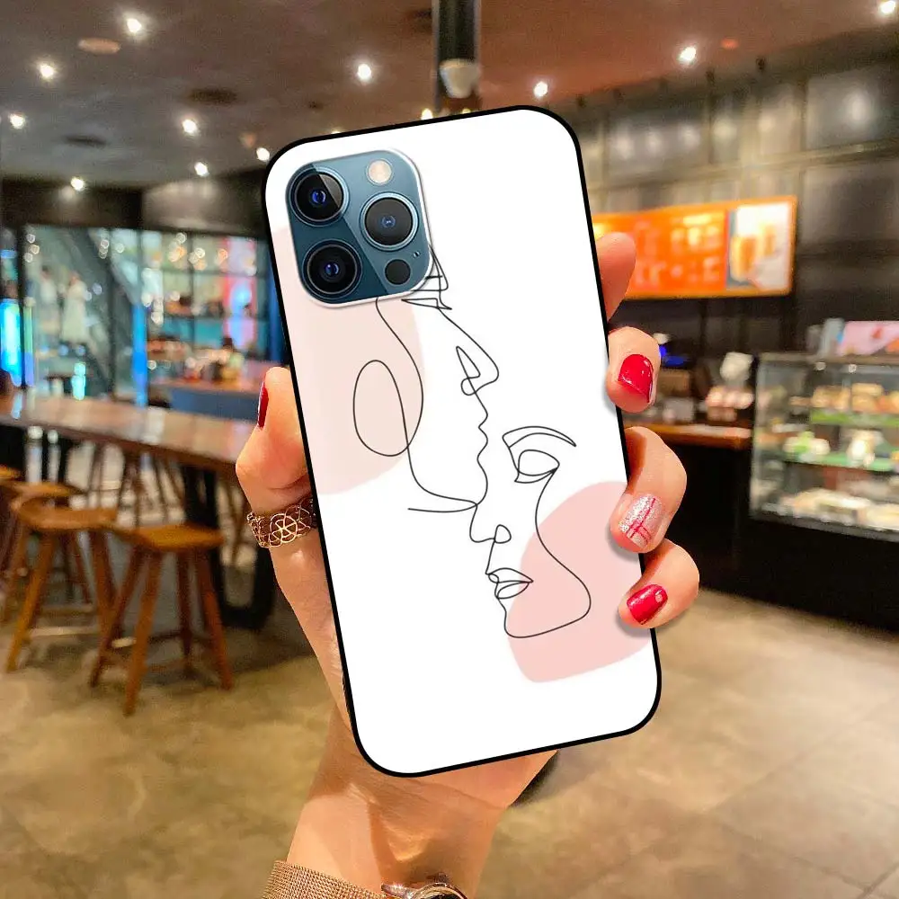 

Abstract Women Face Line Case For Apple iPhone 11 12 Pro Max 7 8 Plus XR SE 2020 X 6 6S XS Soft Phone Cover 5 12Mini Funda Coque