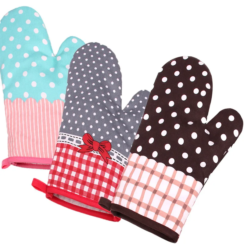 

1Pair bakewere Oven Mitts Gloves BBQ Silicon Gloves High Temperature Anti-scalding Degree Insulation Heat Resistant Print Flower