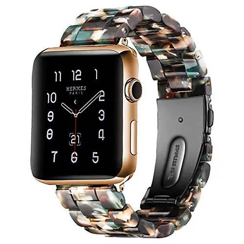 Blue bloom Ремешок из смолы для Apple watch 44 мм 40 мм iwatch 42 мм 38 мм Пряжка из нержавеющей стали ремешок для часов Браслет Apple watch 5 4 3 21 - Цвет ремешка: Blue bloom