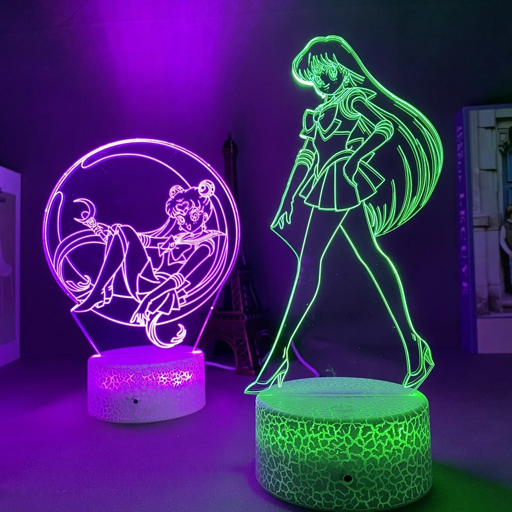 

Sailor Moon Anime Night Lights Led Lamp For Home Gift To Firend Bedroom Decor Children's Room USB Nightlight Manga Sailormoon