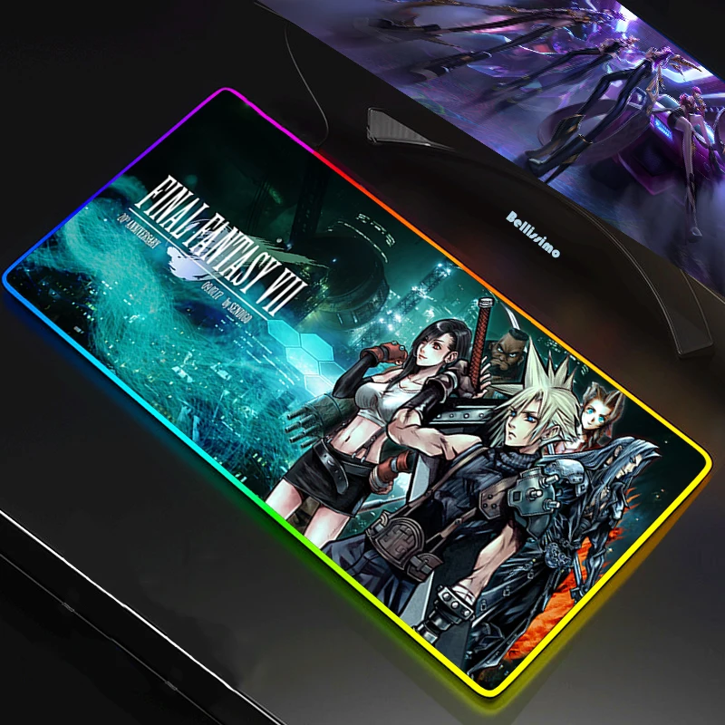 Final Fantasy коврик для мышки с аниме светодиодный RGB большой Размеры XXL Gamer