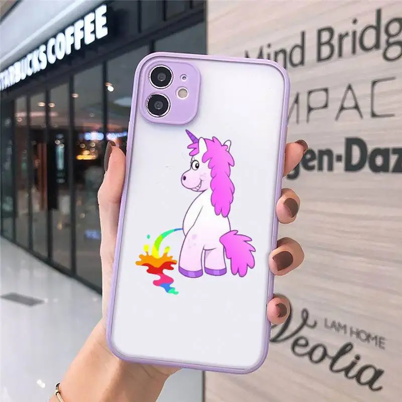 

Cute cartoon rainbow unicorn Phone Cases matte transparent For iphone 7 8 11 12 plus mini x xs xr pro max cover