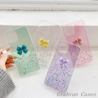 bling glitter stars sequins cute sweet bow phone case for iphone 11 pro xs max 12 13 mini xr x 6s 7 8 plus for samsung s10 s21